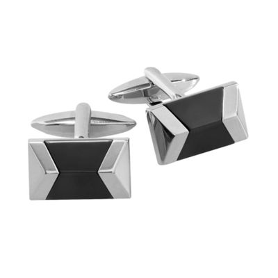 Grey two tone raised rectangle cufflinks