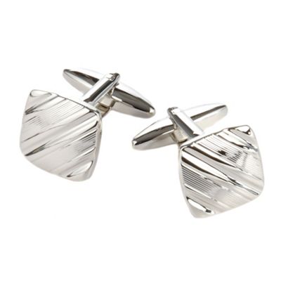 Grey diagonal etch square cufflinks