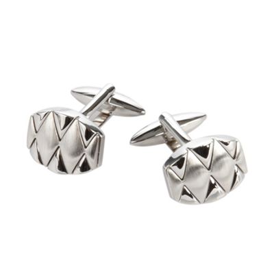 Grey brushed diamond curved cufflinks