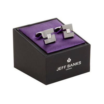 Jeff Banks Grey twotone Tetris cutout cufflinks