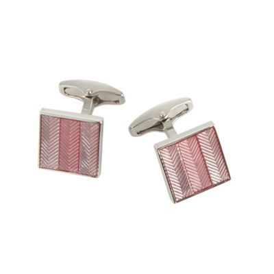 Pink herringbone square cufflinks