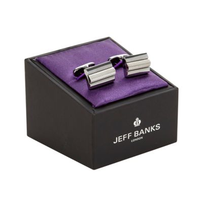 Jeff Banks Grey rectangular bar insert cufflinks