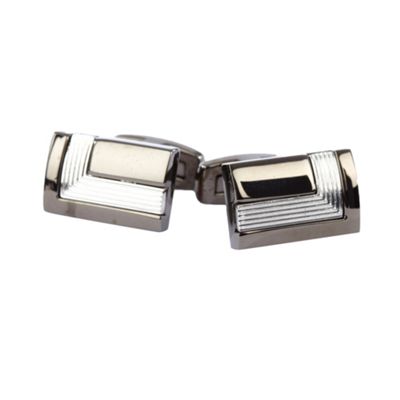 J by Jasper Conran Grey two tone ribbed insert cufflinks