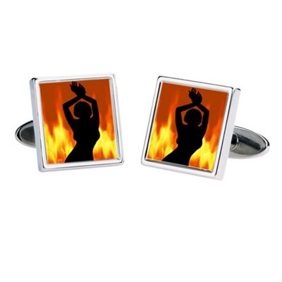 Orange fire girl moving image cufflinks