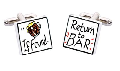 White If found return to bar cufflinks
