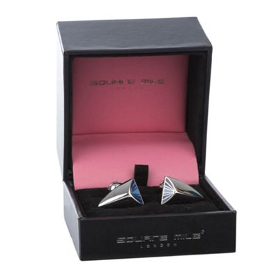 Square Mile Blue triangular curved cufflinks