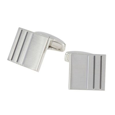 Grey striped square cufflinks