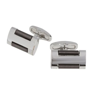 Grey coiled rectangle cufflinks