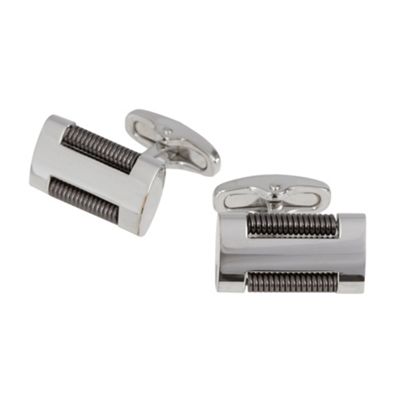 Jeff Banks Designer grey coiled rectangle cufflinks