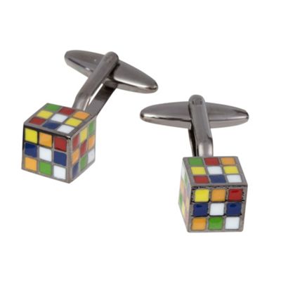 Red Herring Silver rubic cube cufflinks