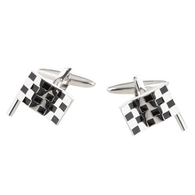 Grey chequered flag cufflinks