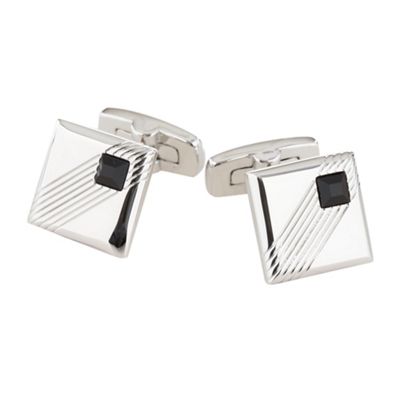 Silver etched crystal cufflinks