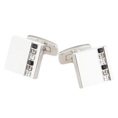 Silver crystal embellished cufflinks