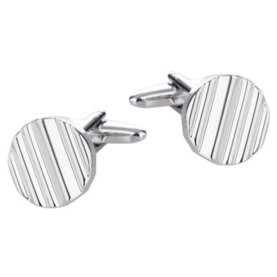 Silver etched circle cufflinks