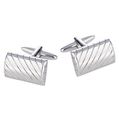 Silver etched rectangle cufflinks