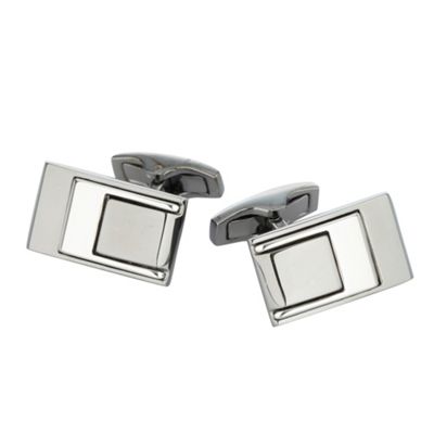 Designer silver layered rectangular cufflinks