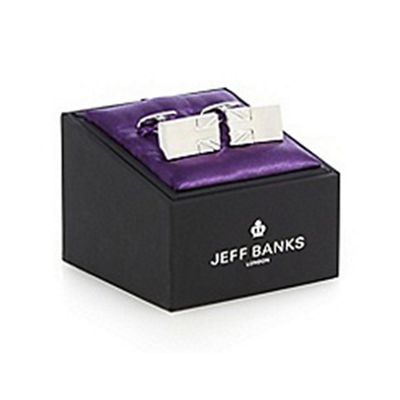 Jeff Banks Designer silver engraved union jack cufflinks