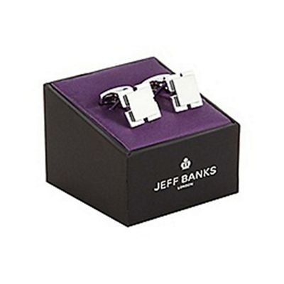 Jeff Banks Designer silver mixed finish square cufflinks