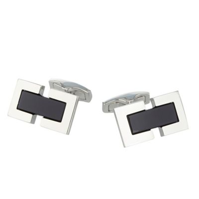 Black rectangular insert cufflinks