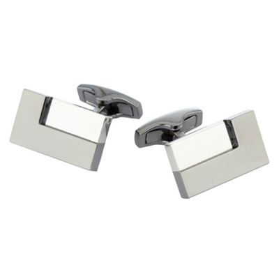 J by Jasper Conran Silver rectangular tetris cufflinks