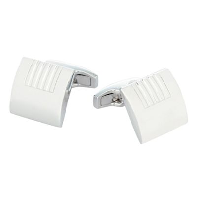 Silver engraved square cufflinks