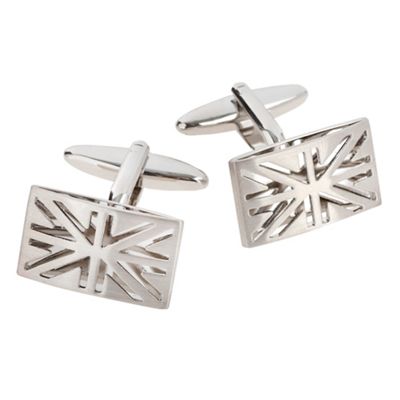 Thomas Nash Grey cut out Union Jack cufflinks