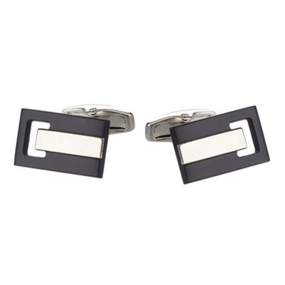 Jeff Banks Silver cut out rectangle cufflinks
