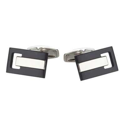 Silver cut out rectangle cufflinks