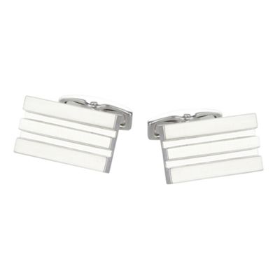 Jeff Banks Silver grooved stripe detail cufflinks