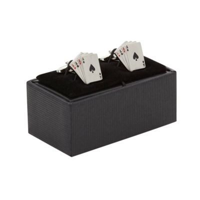 Silver aces cufflinks