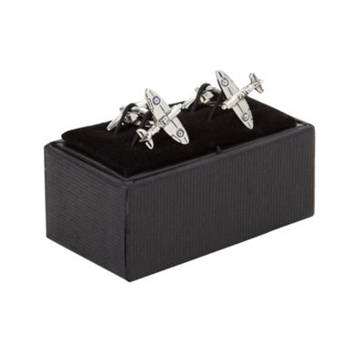 Silver aeroplane cufflinks