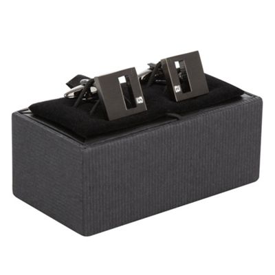 Thomas Nash Dark grey square stone cufflinks