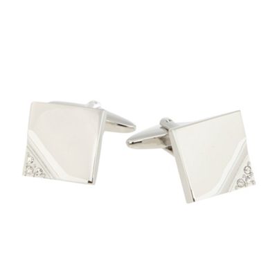 Silver diamante square cufflinks