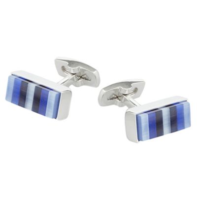 J by Jasper Conran Blue striped rectangular cufflinks