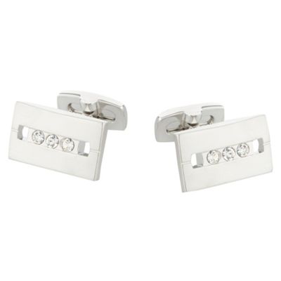 Designer silver cut out rectangular cufflinks