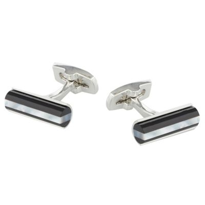 Black striped barrel cufflinks