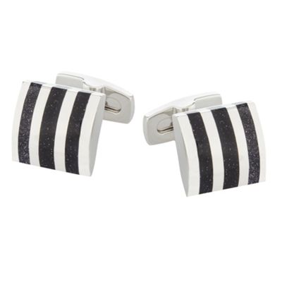 J by Jasper Conran Black curve striped cufflinks