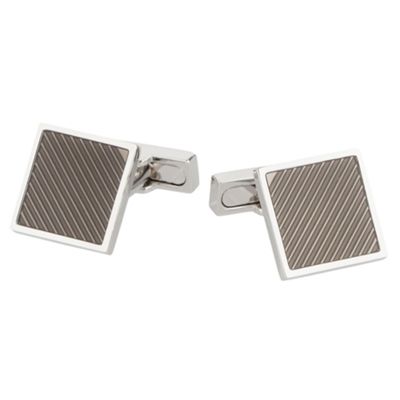 Silver textured square cufflinks