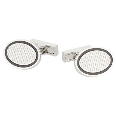 Osborne Silver textured oval cufflinks