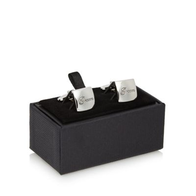 Thomas Nash Silver Groom engraved square cufflinks