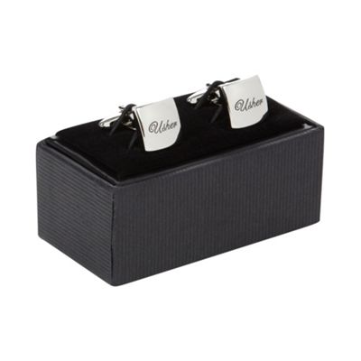 Thomas Nash Silver Usher engraved square cufflinks