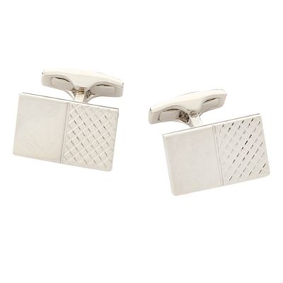 Silver textured contrast cufflinks                                                                                              