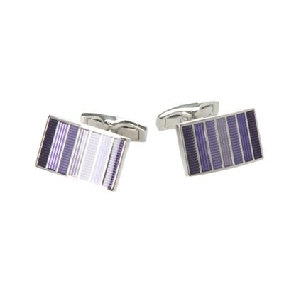 Silver rectangular tonal striped cufflinks                                                                                      