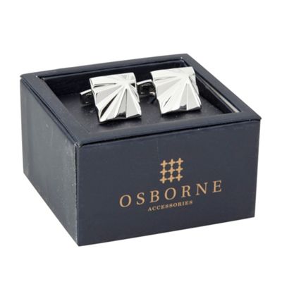 Silver ridged square cufflinks                                                                                                  