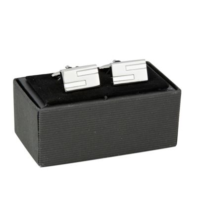 Gunmetal double silver bar cufflinks                                                                                            