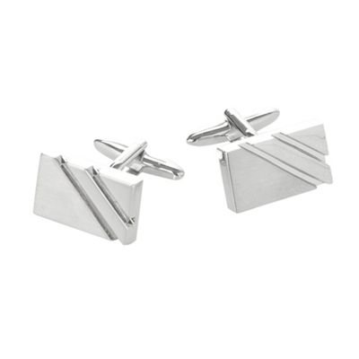 Silver rectangular cutout cufflinks                                                                                             