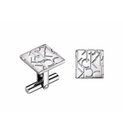 Calvin Klein Silver coloured monogram cufflinks