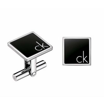 Calvin Klein Jewellery Black resin logo cufflinks
