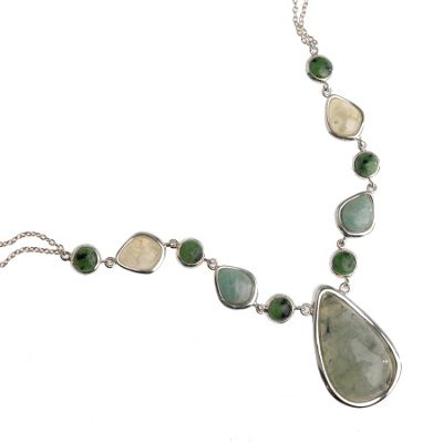 Vicenza Sterling silver green stone drop necklace