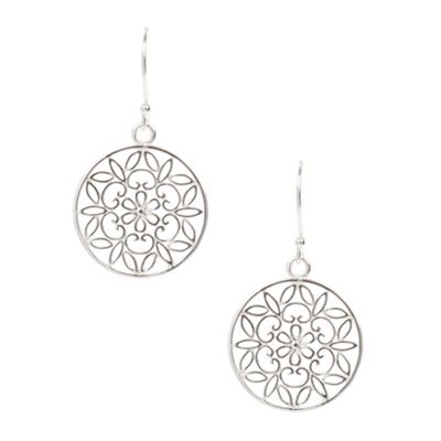 Van Peterson 925 Designer Sterling silver flower disc drop earrings